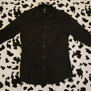Black slim fit button up